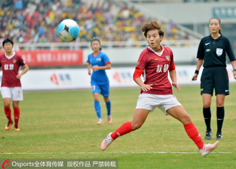 權(quán)健女足王霜準(zhǔn)備接球